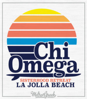 Chi Omega Retro Surf T-shirt