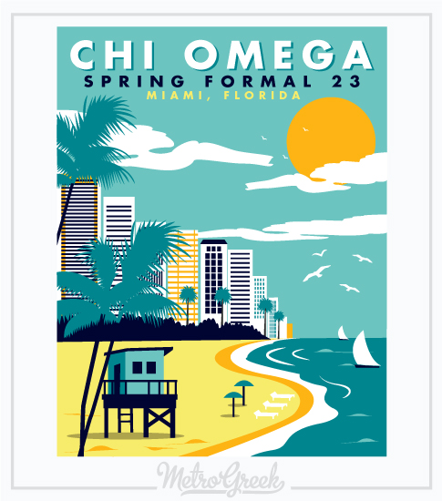 Chi Omega Spring Sorority Formal Shirt Beach