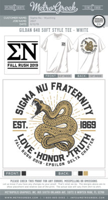 Sigma Nu Fraternity Rush Shirt