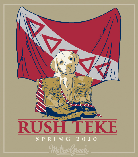 Teke Fraternity Rush Shirt Puppy and Flag