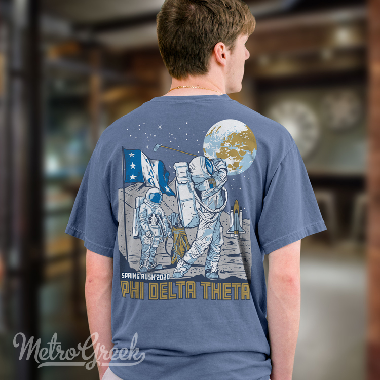 Phi Delta Rush Shirt Golfing Astronauts