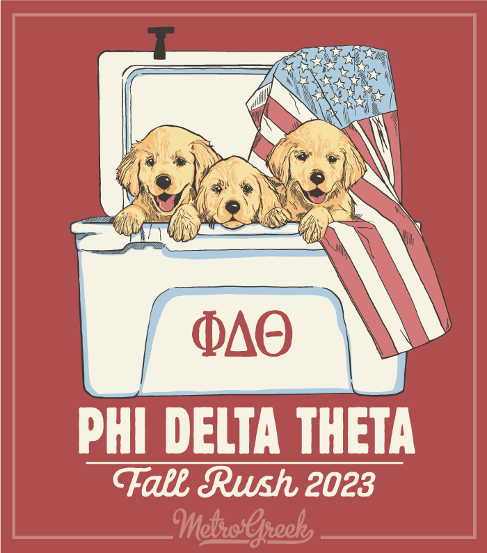 Phi Delta Rush Shirt Puppies and Cooler