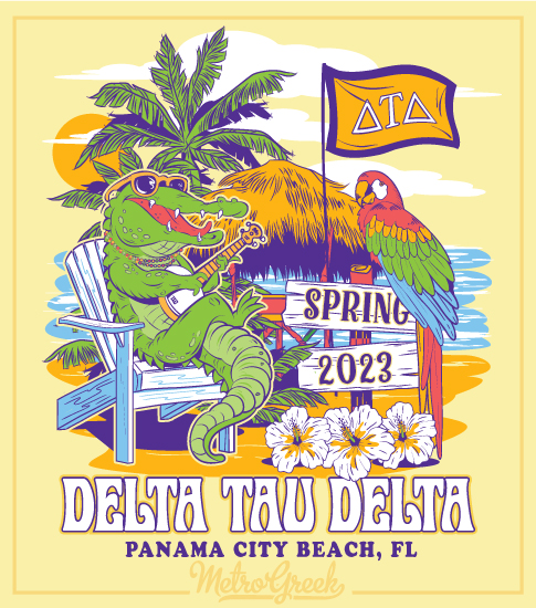 Fraternity Beach Shirt with Alligator