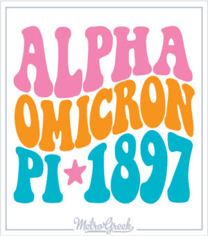 Alpha Omicron Pi Shirt Retro Font