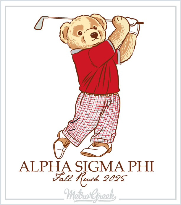Alpha Sigma Phi Rush Shirt Golfing Bear