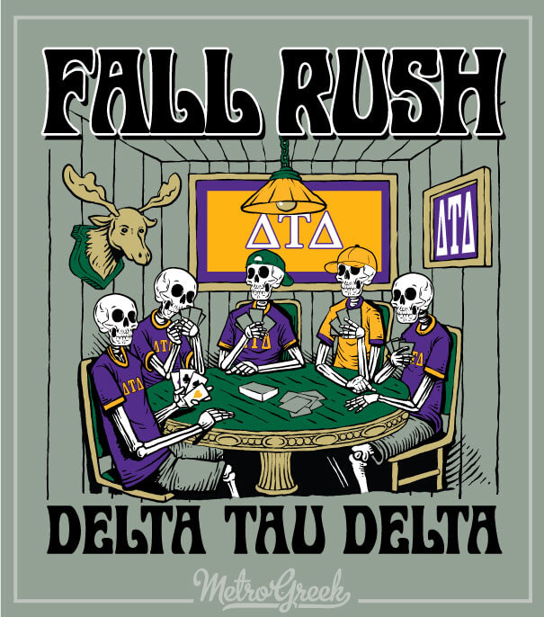 Delta Tau Delta Rush Shirts Skeleton Poker