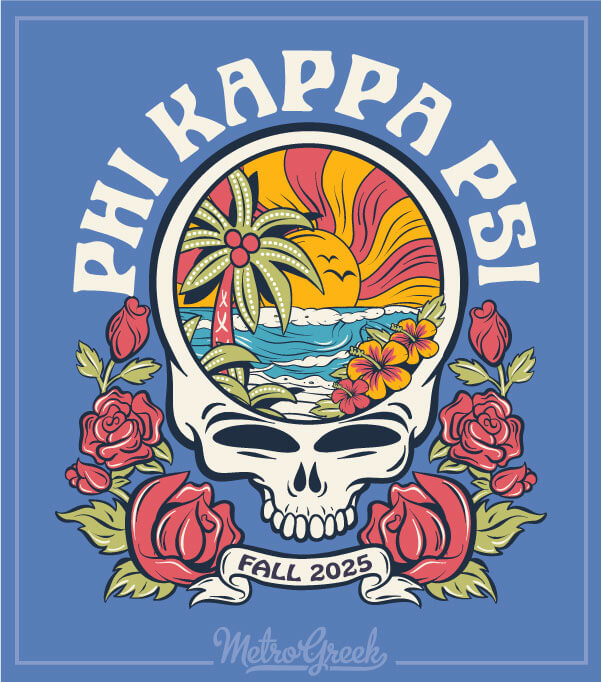 Phi Kappa Psi Rush Shirt Beach Skull