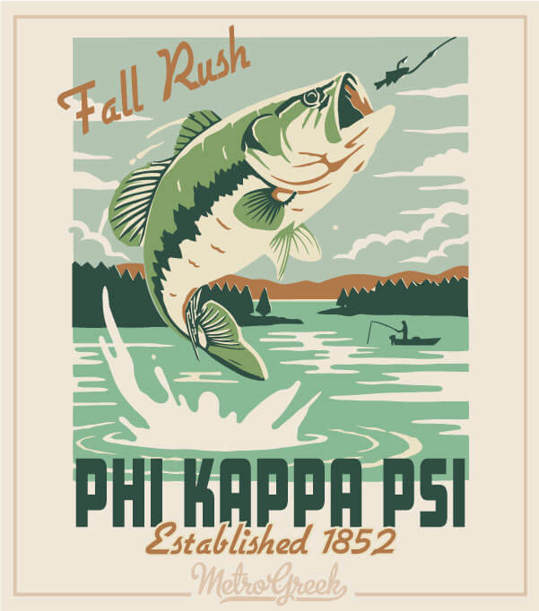 Phi Psi Rush Shirt Beach Bear Bass Fish