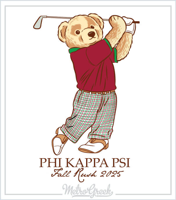 Phi Psi Rush Shirt Golf Bear