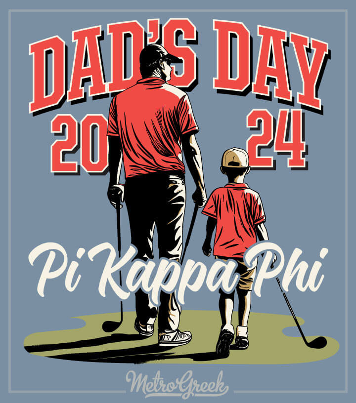 Custom fraternity shirt with a golf theme designed for Dad’s Day and family events