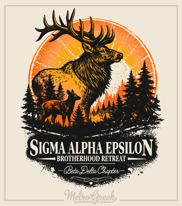 Sigma Alpha Epsilon Fraternity Brotherhood Retreat Shirt with Stag and Forest