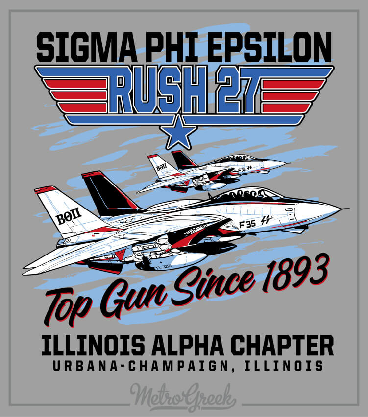 Fraternity Shirt with Top Gun jet theme for Sigma Phi Epsilon