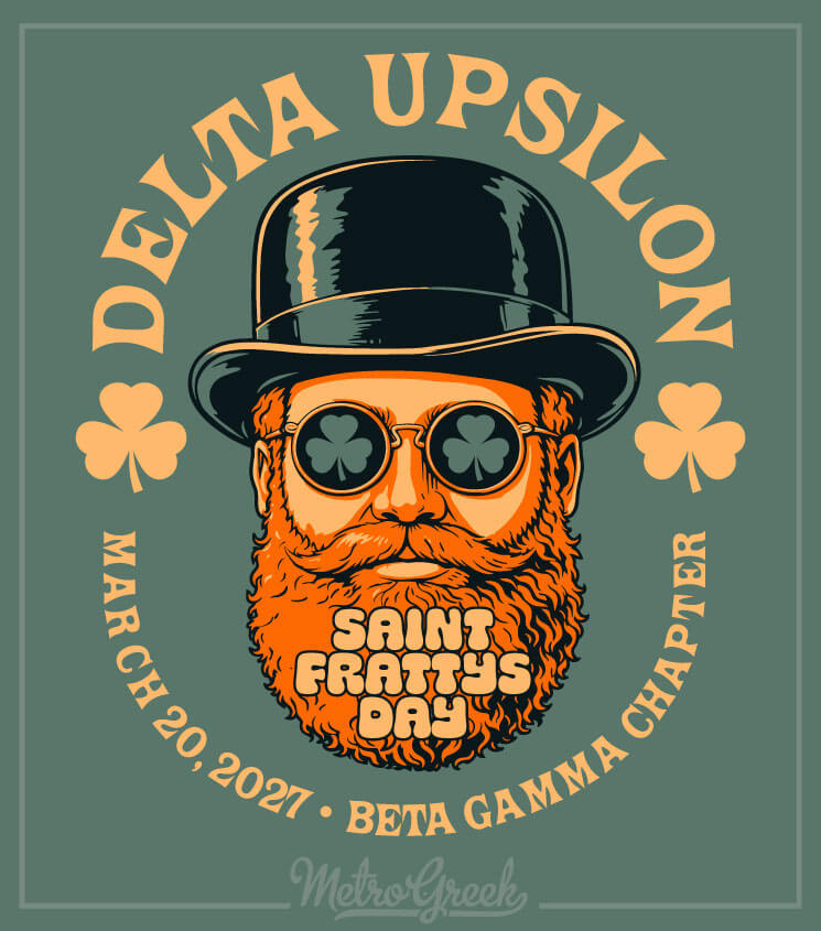 St Fratty's Day shirt bearded gentleman with bowler hat