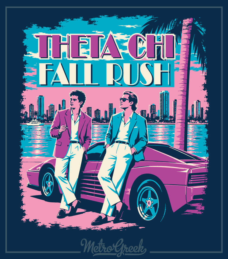Fraternity Rush Theta Chi Shirt Miami Vice Ferrari